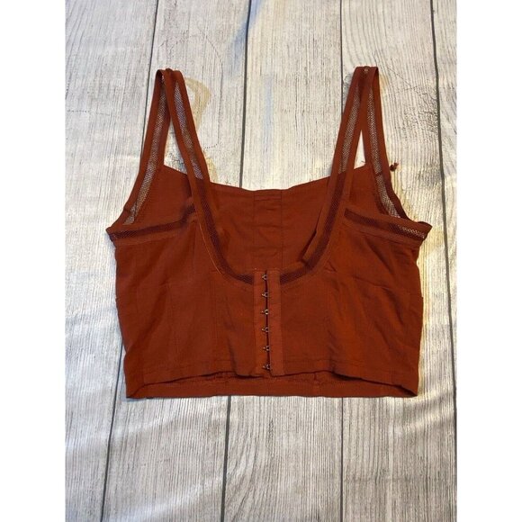 Free People She's Fancy Cropped Brami Tank Top MEDIUM‎ Redstone Sexy Casual Boho - Picture 5 of 10
